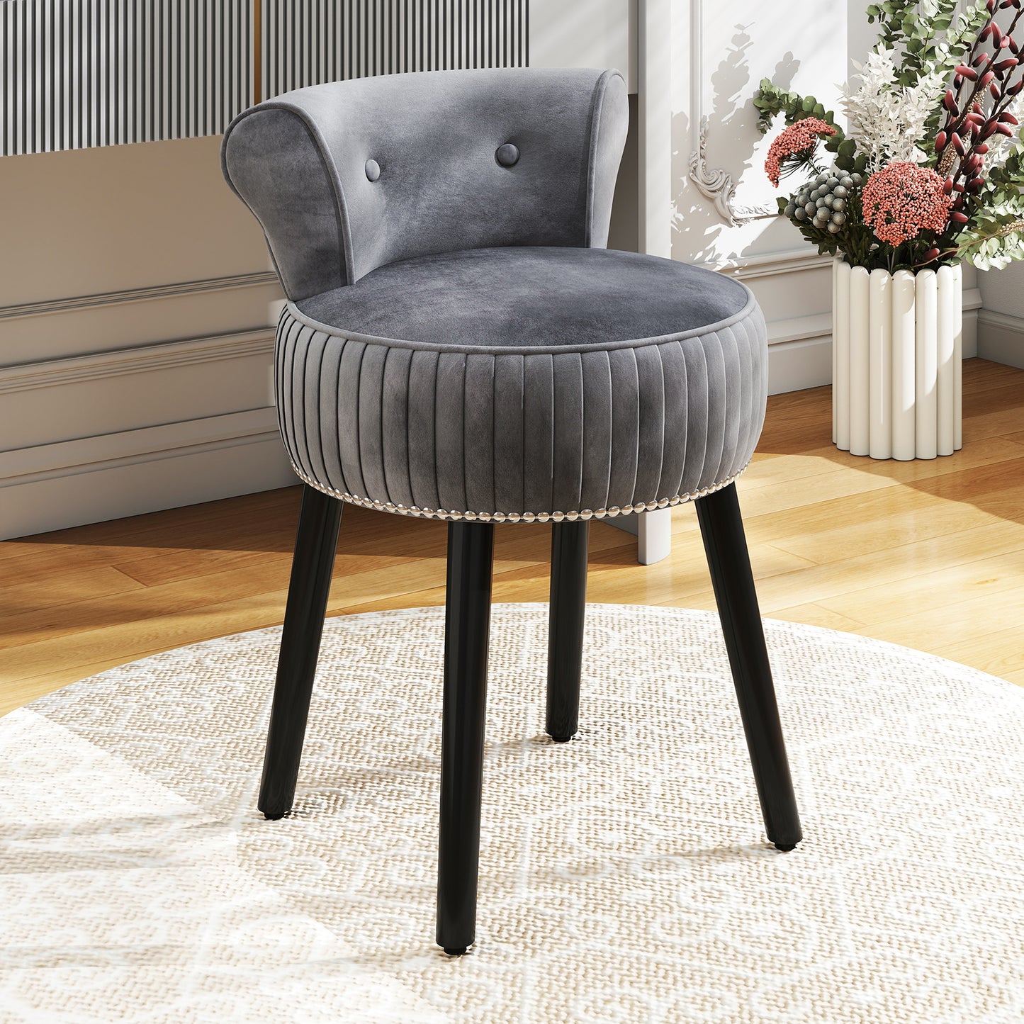 Velvet Vanity Chair with Tufted Low Back