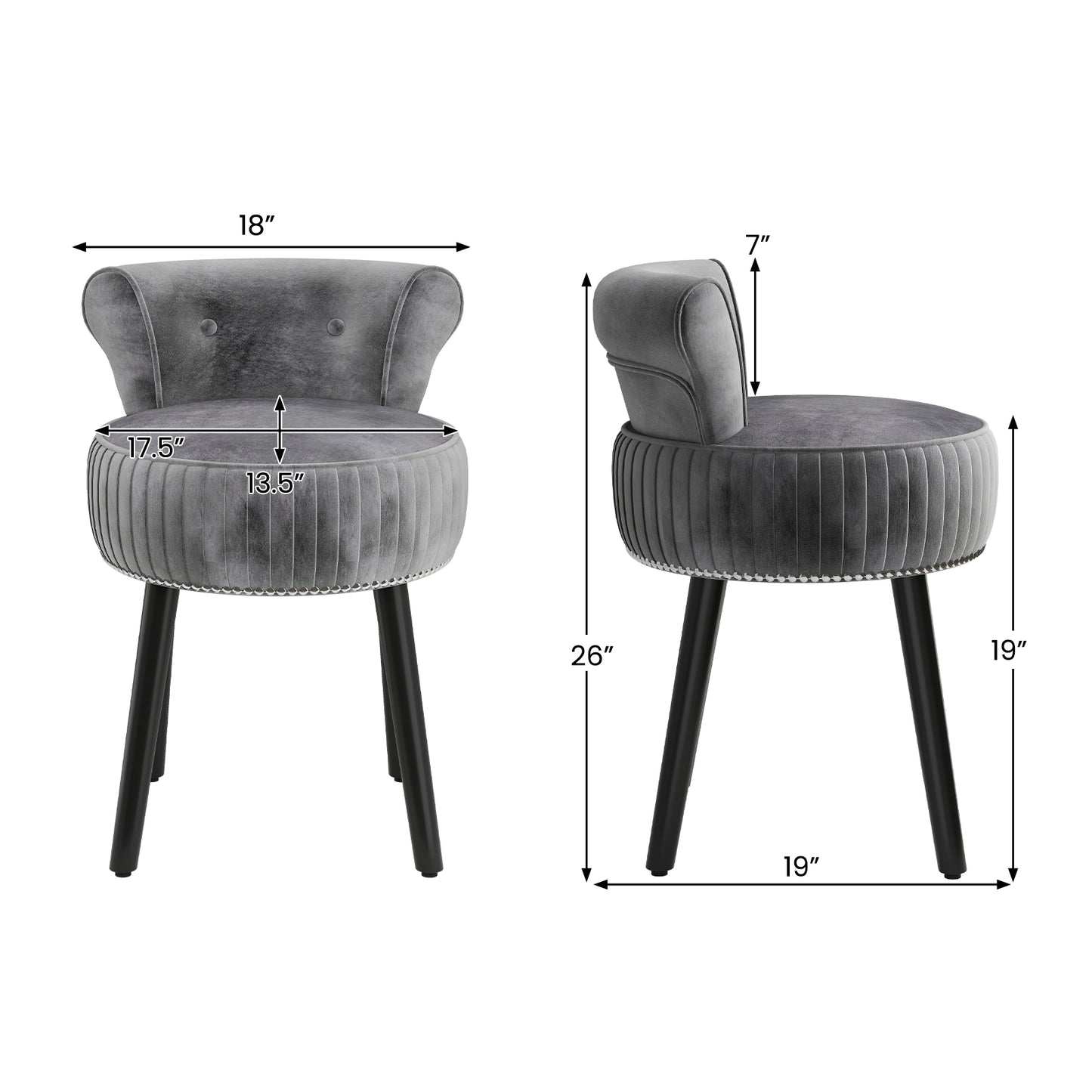 Velvet Vanity Chair with Tufted Low Back