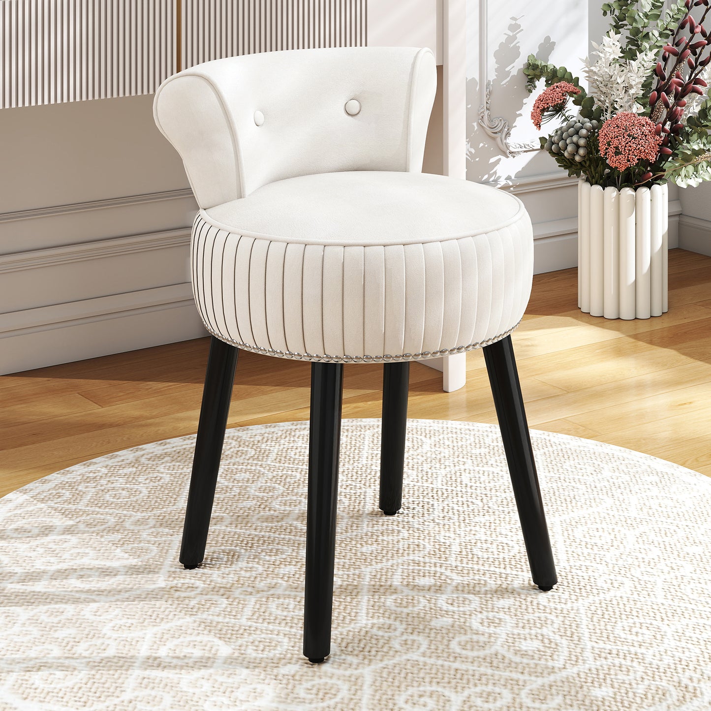 Velvet Vanity Chair with Tufted Low Back
