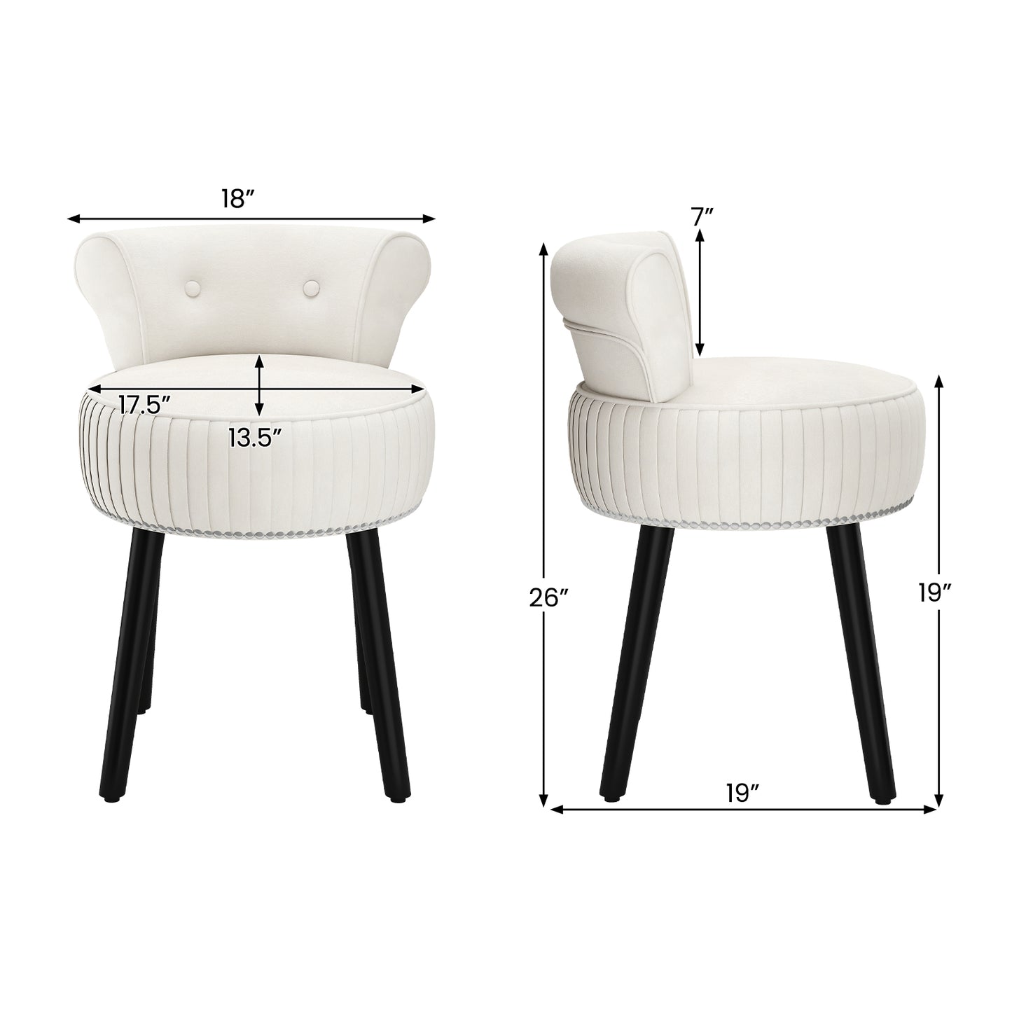 Velvet Vanity Chair with Tufted Low Back