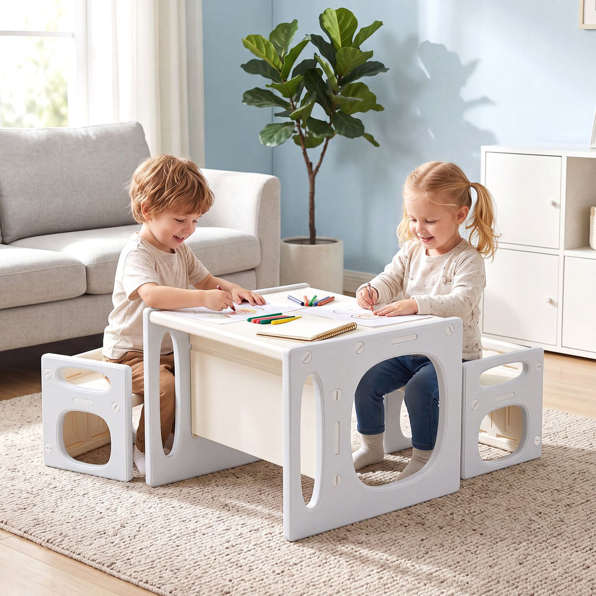 Versatile Kids Table and Chairs Set for Toddlers Ages 1-5