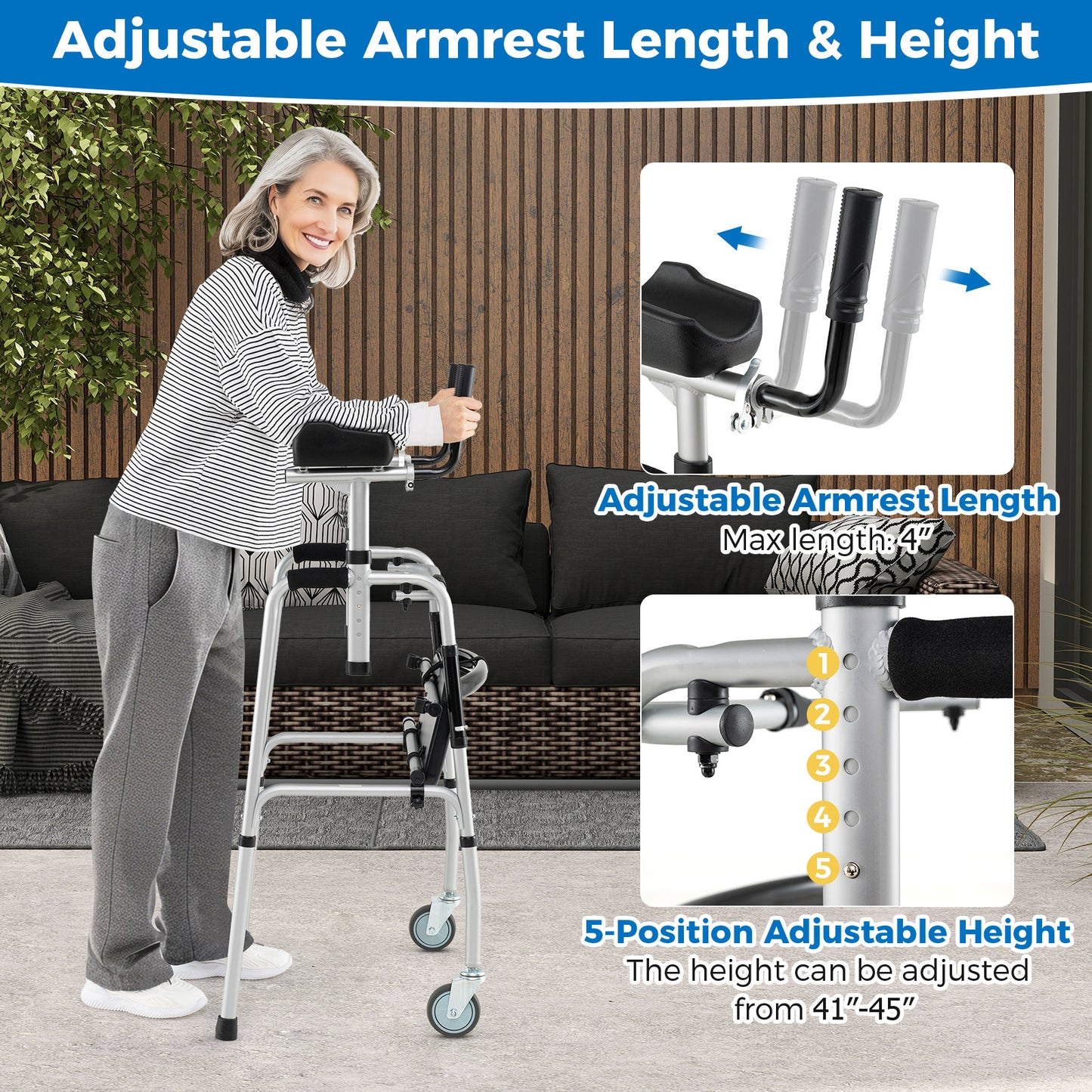 Versatile Rolling Walker for Rehabilitation Training-Silver