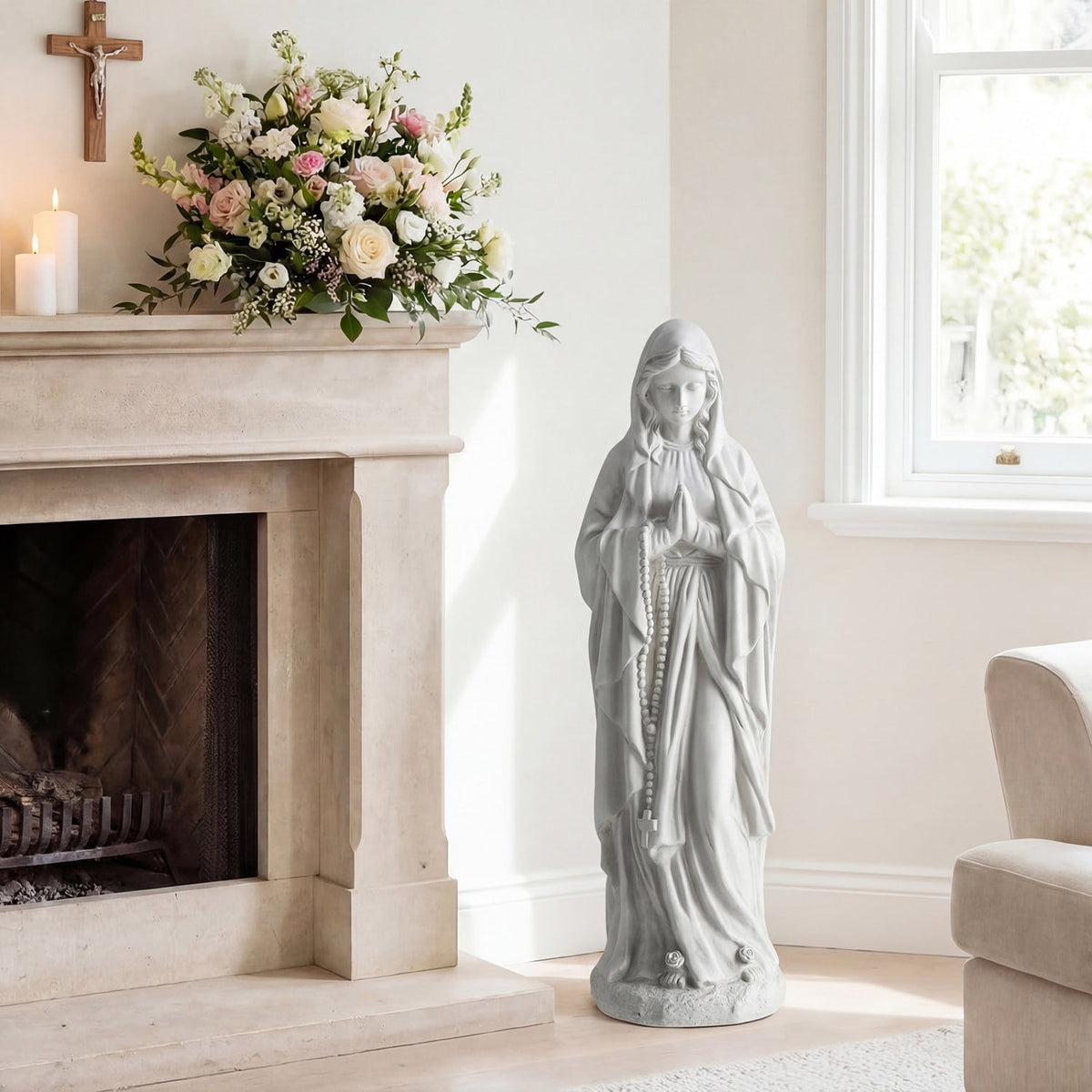 Virgin Mary Statue 29.5 inch Tall Outdoor Religious Sculpture