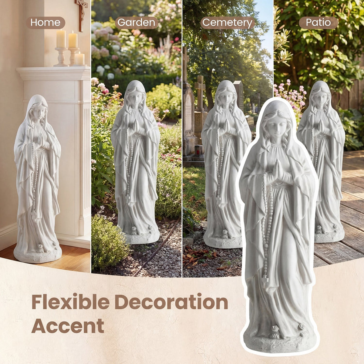 Virgin Mary Statue 29.5 inch Tall Outdoor Religious Sculpture
