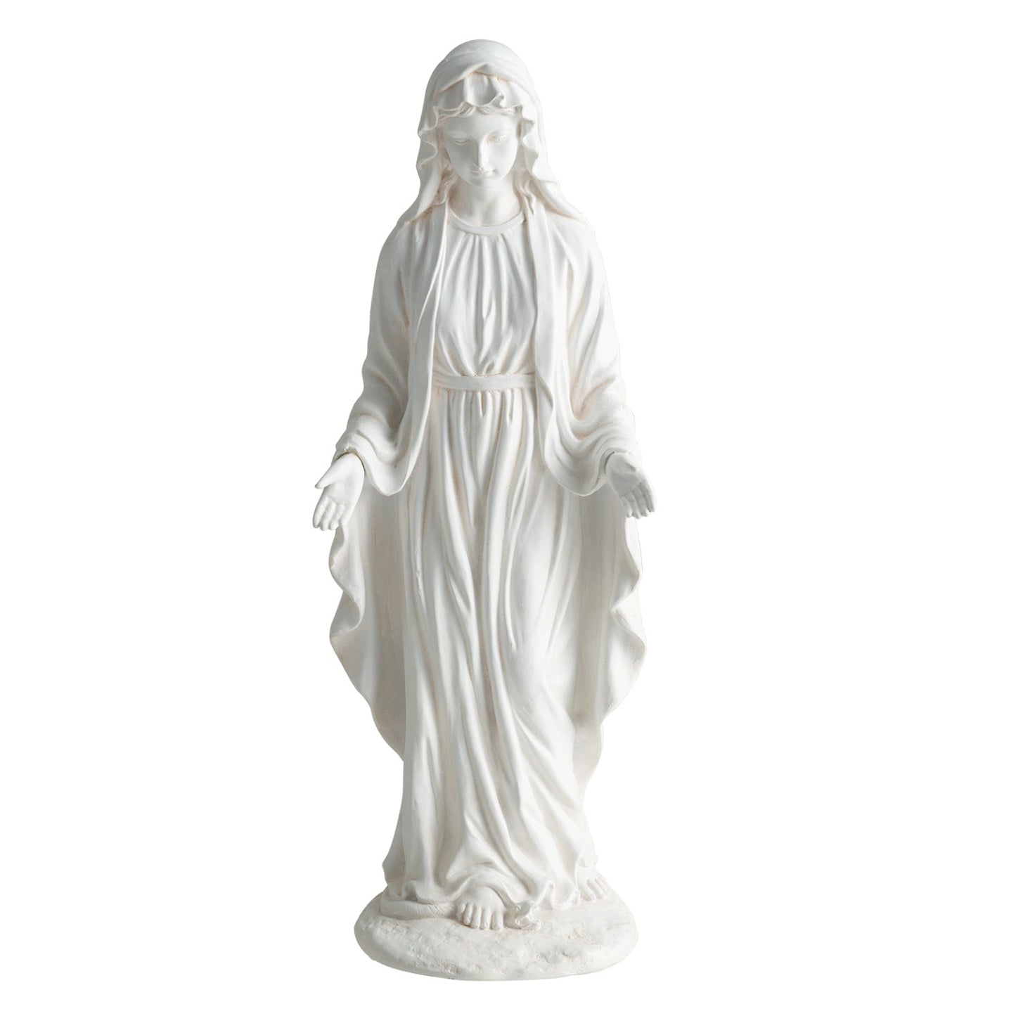 Virgin Mary Statue 29.5 inch Tall Outdoor Religious Sculpture with Aged Finish
