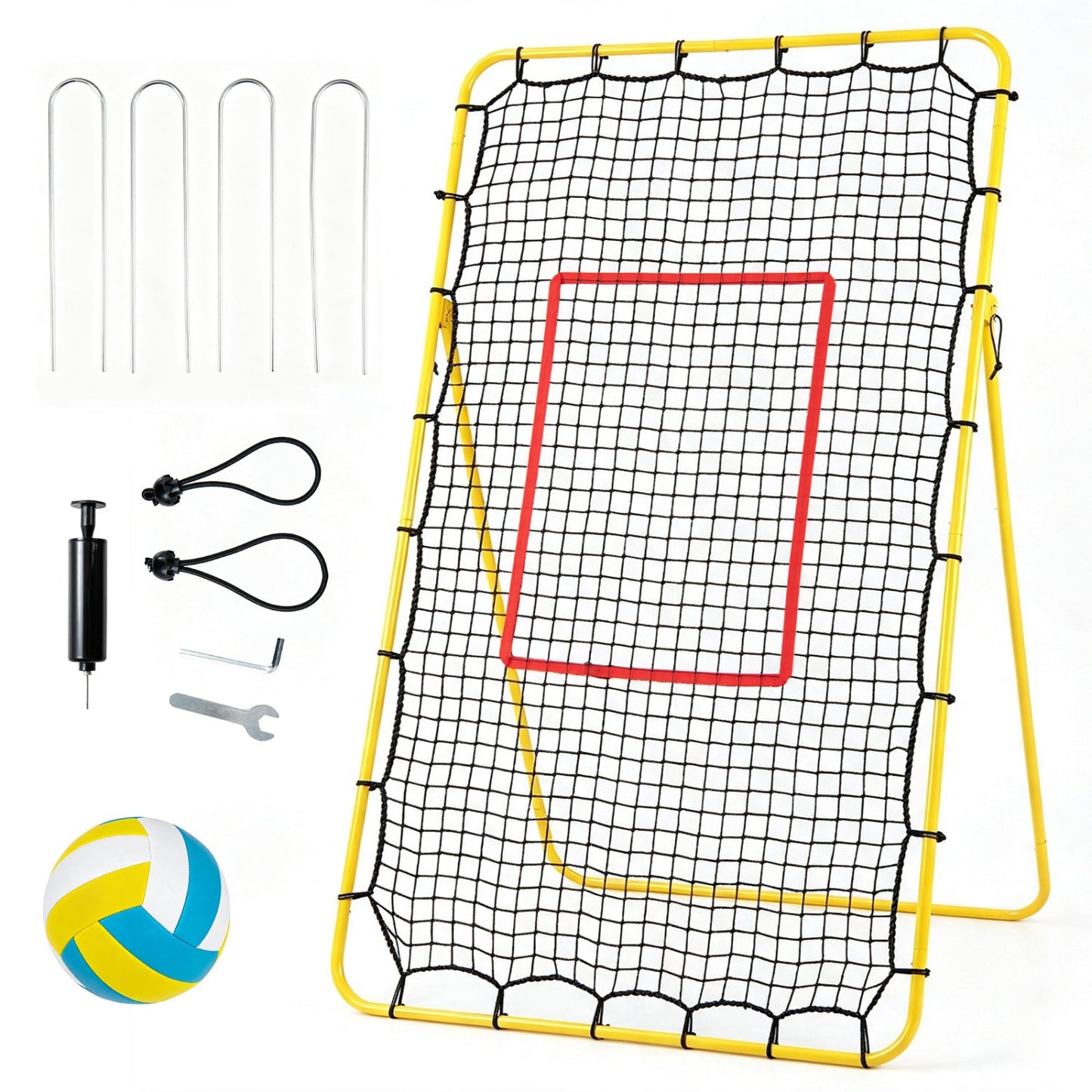 Volleyball Rebounder Net with 4 Adjustable Angles