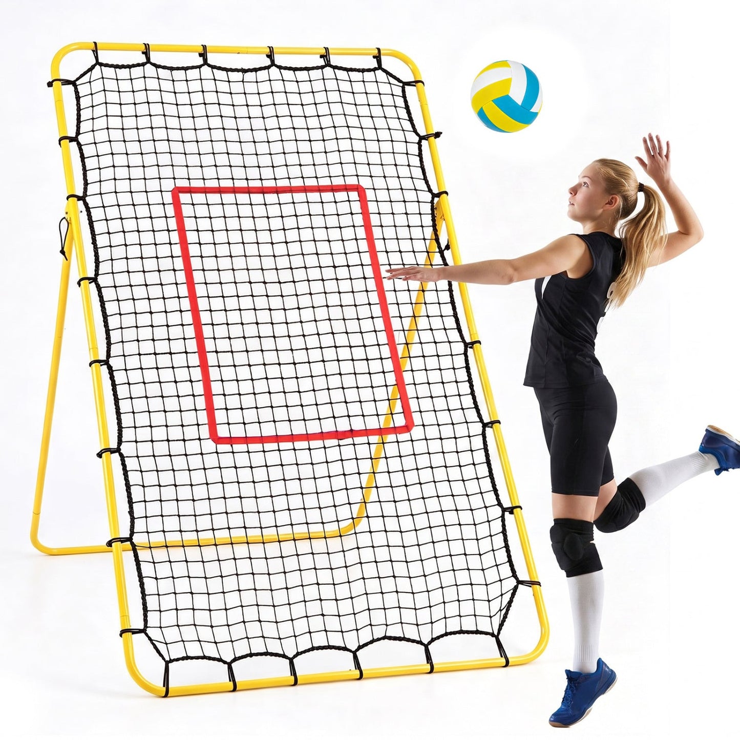 Volleyball Rebounder Net with 4 Adjustable Angles