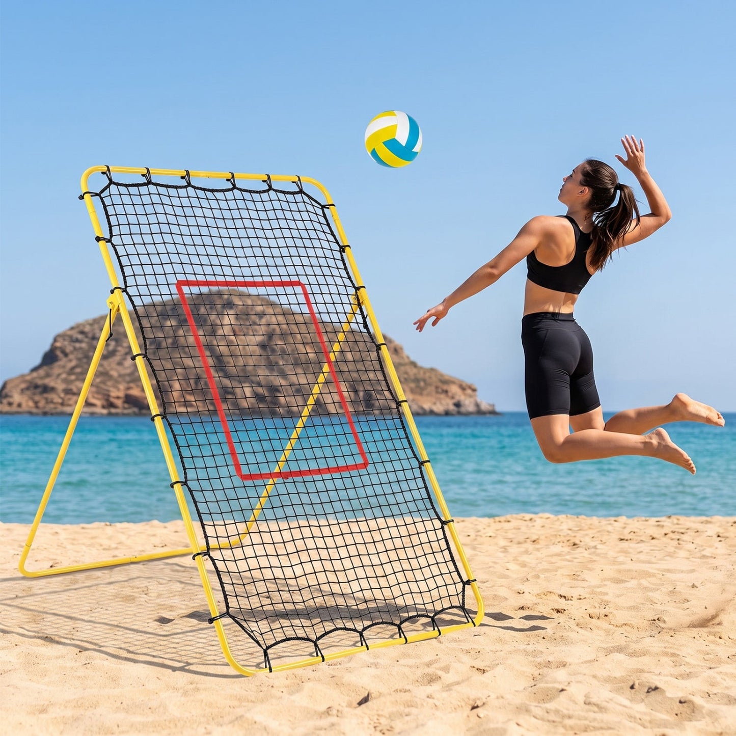 Volleyball Rebounder Net with 4 Adjustable Angles
