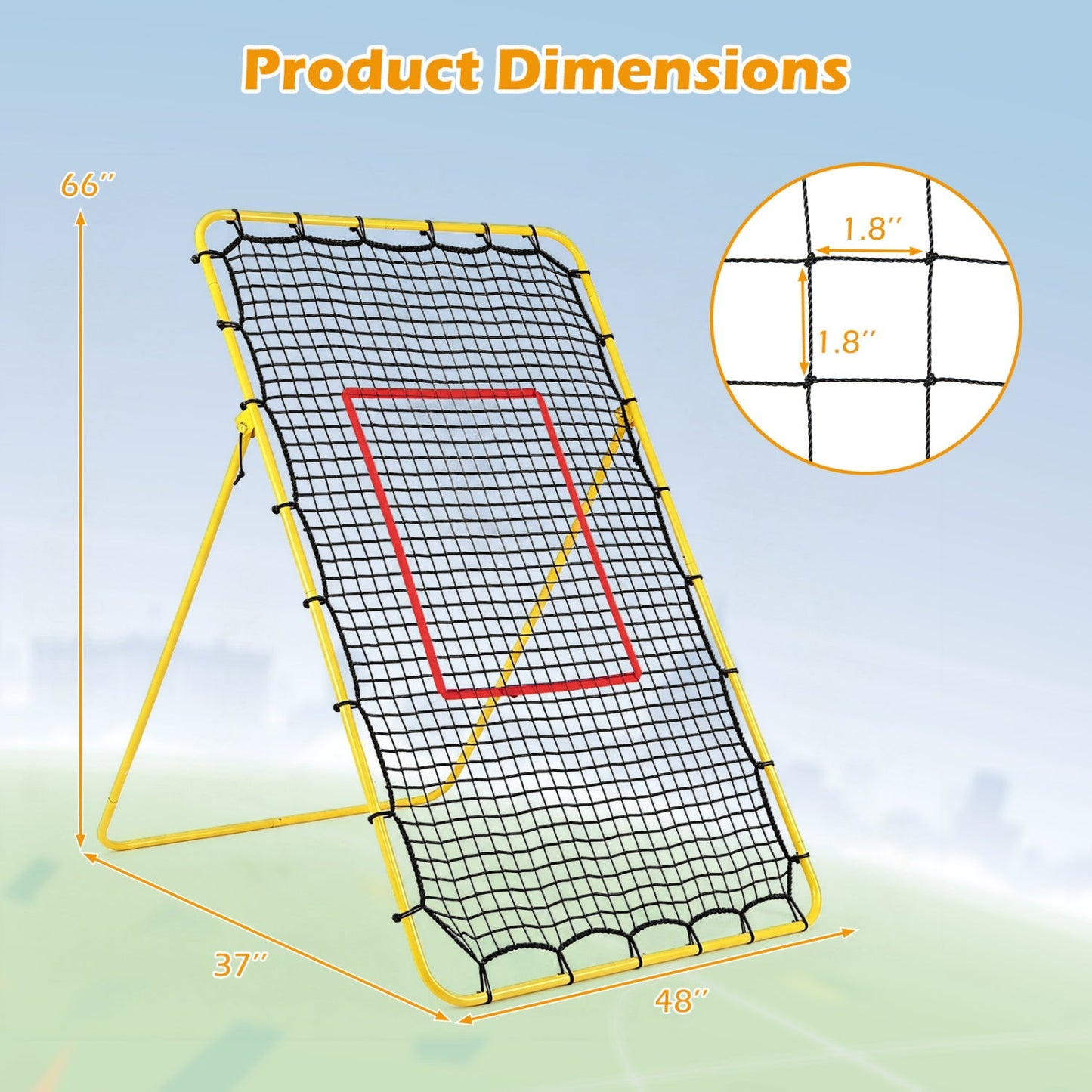 Volleyball Rebounder Net with 4 Adjustable Angles