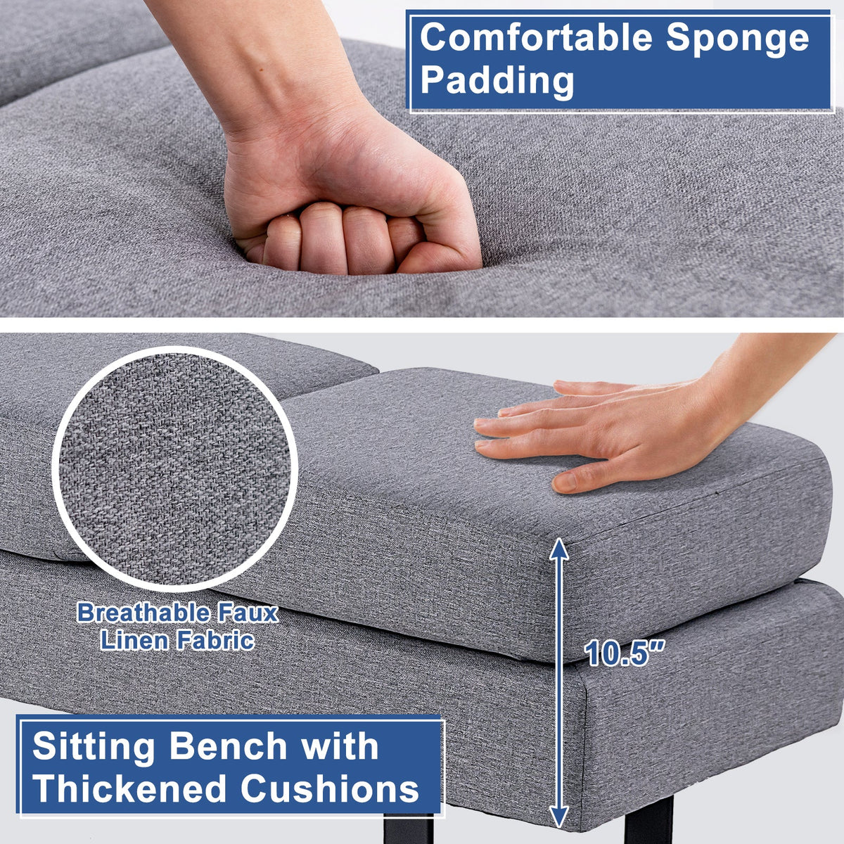 Waiting Room Bench Seating Long Bench with Metal Frame Leg