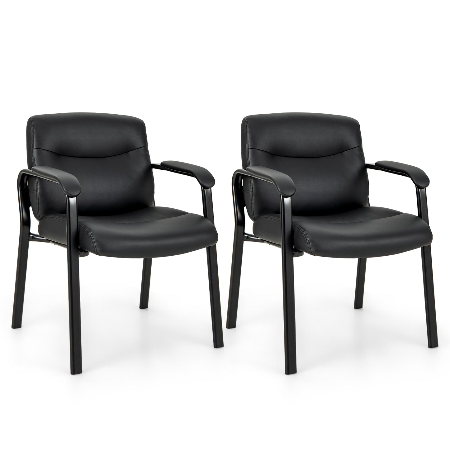 Conference Chair Set of 2 Black Armless Waiting Room Seating