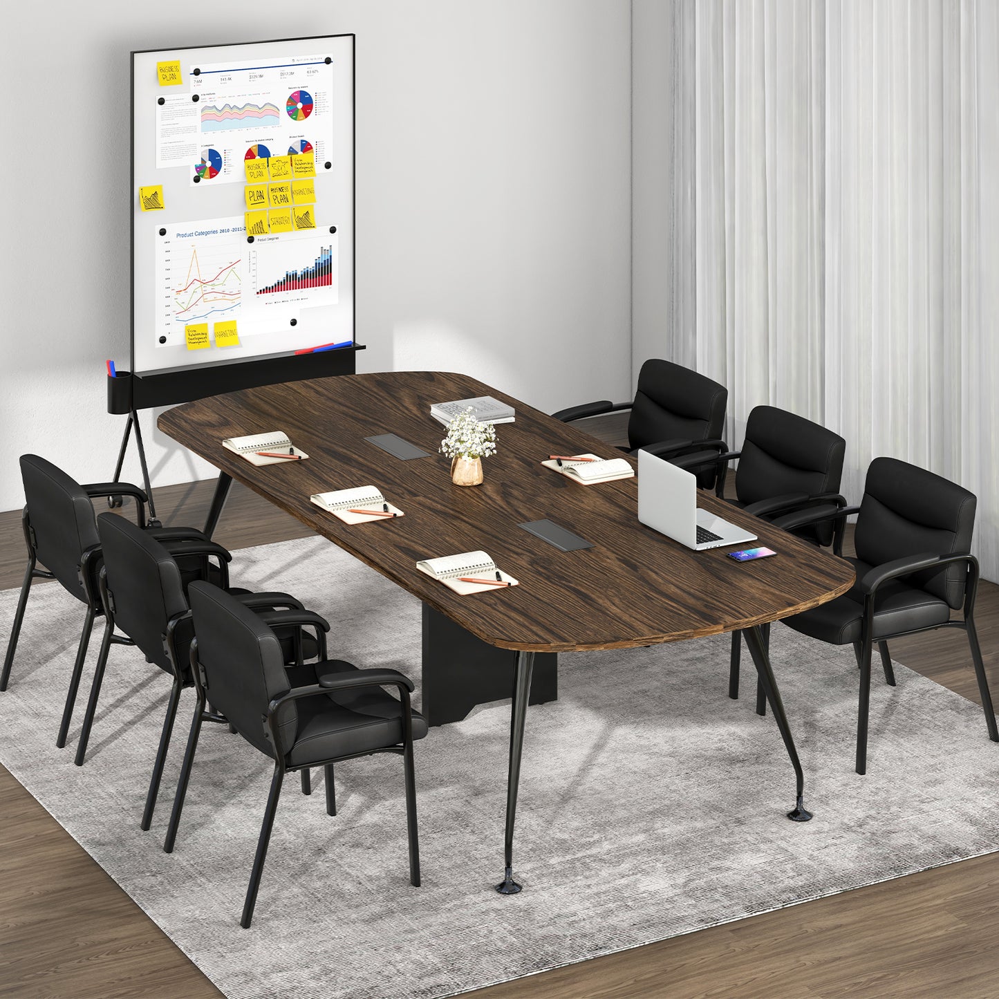 Conference Chair Set of 2 Black Armless Waiting Room Seating