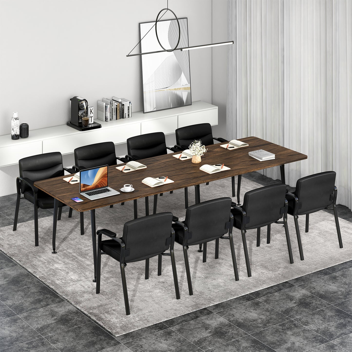 Conference Chair Set of 2 Black Armless Waiting Room Seating