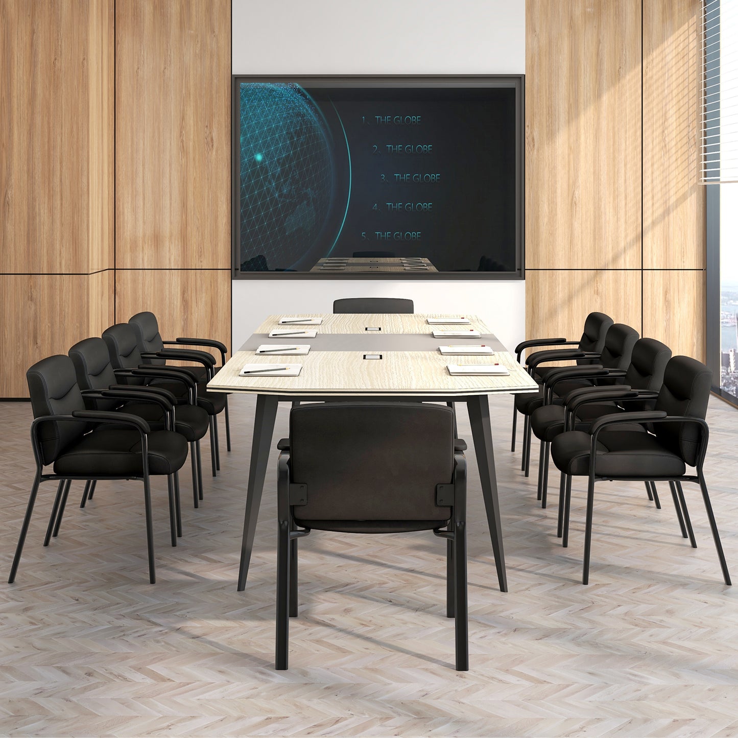 Conference Chair Set of 2 Black Armless Waiting Room Seating