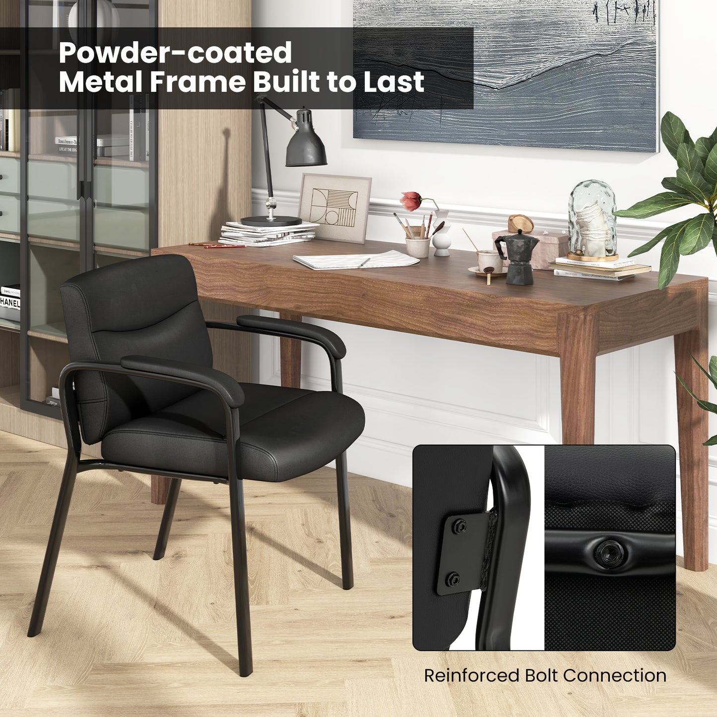 Conference Chair Set of 2 Black Armless Waiting Room Seating