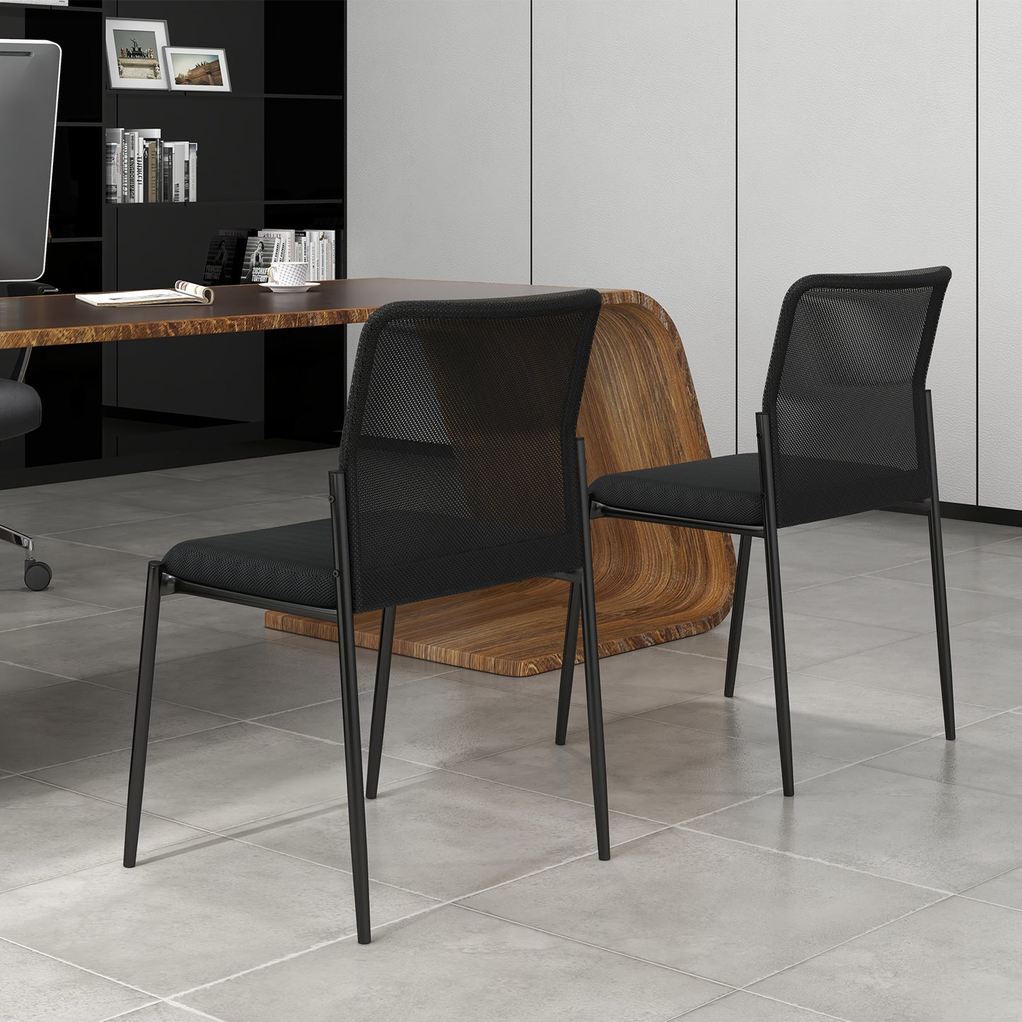Conference Chair Set of 2 with Mesh Back and Padded Seat