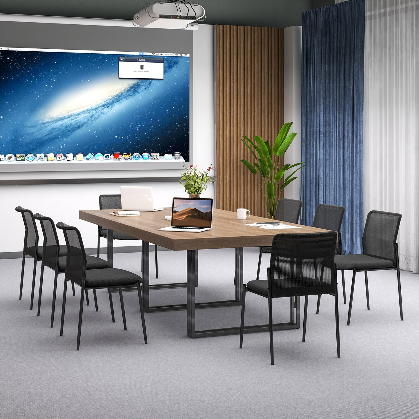 Conference Chair Set of 2 with Mesh Back and Padded Seat