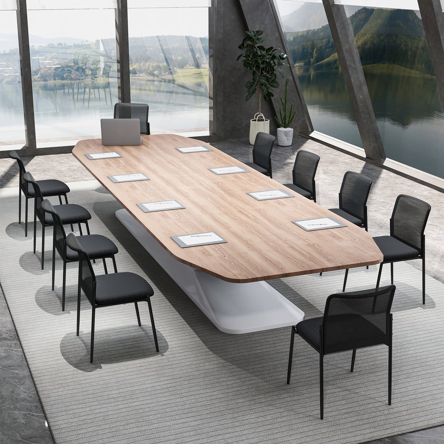 Conference Chair Set of 2 with Mesh Back and Padded Seat