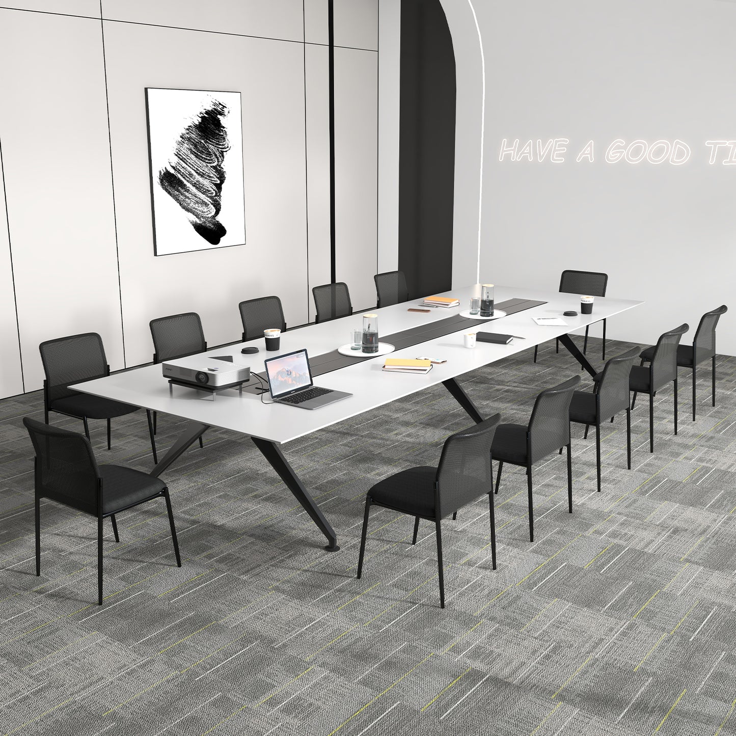 Conference Chair Set of 2 with Mesh Back and Padded Seat