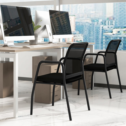 Office Guest Chairs Set of 2 with Ergonomic Mesh Backrest