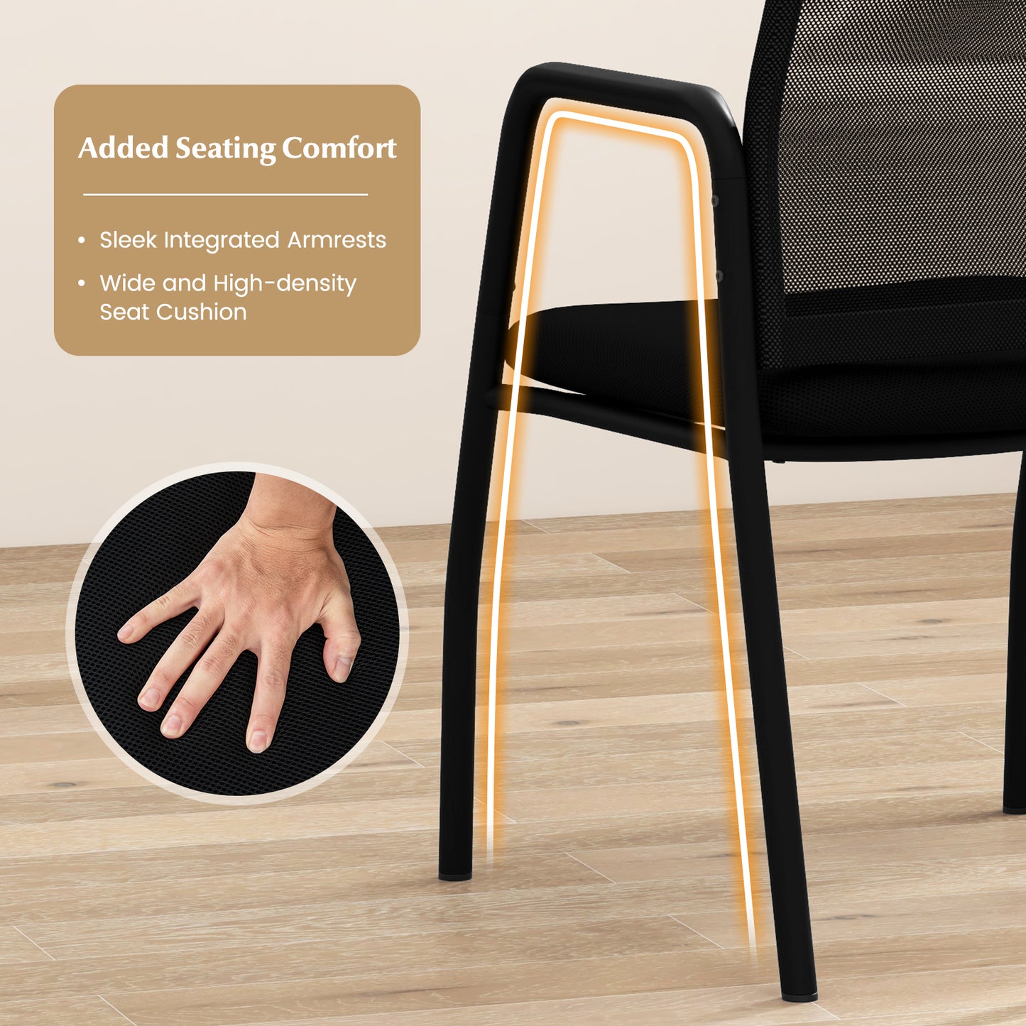 Office Guest Chairs Set of 2 with Ergonomic Mesh Backrest