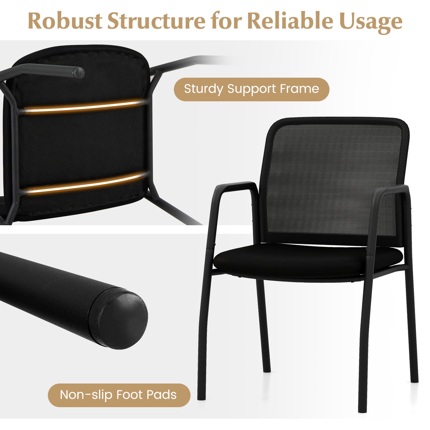 Office Guest Chairs Set of 2 with Ergonomic Mesh Backrest