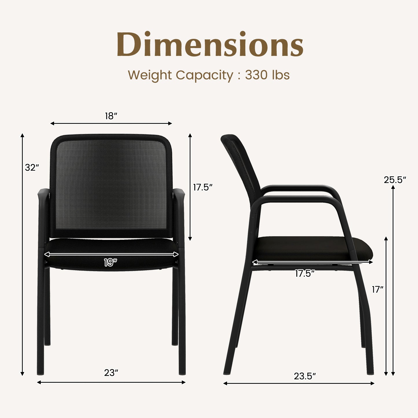 Office Guest Chairs Set of 2 with Ergonomic Mesh Backrest