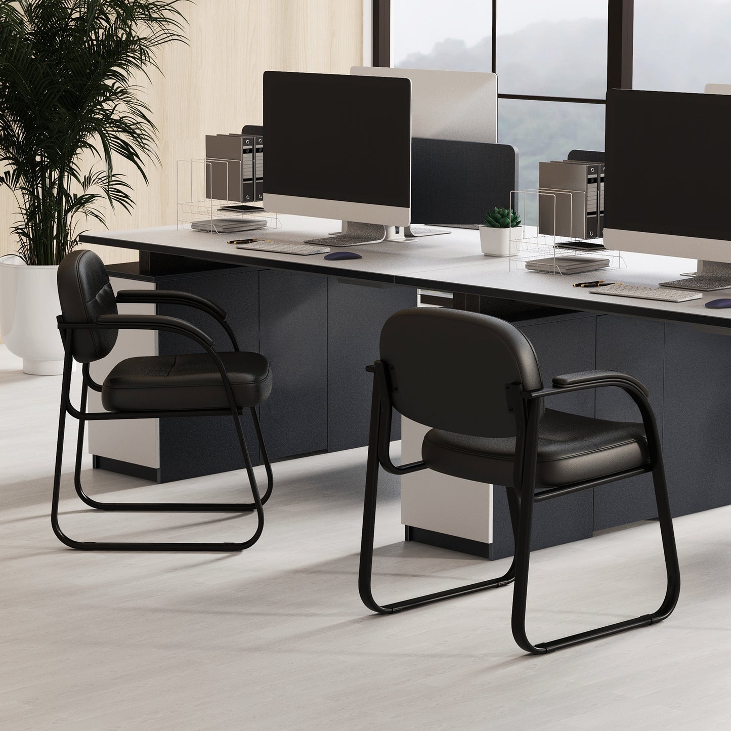 Reception Chair Set of 2 with Padded Armrests
