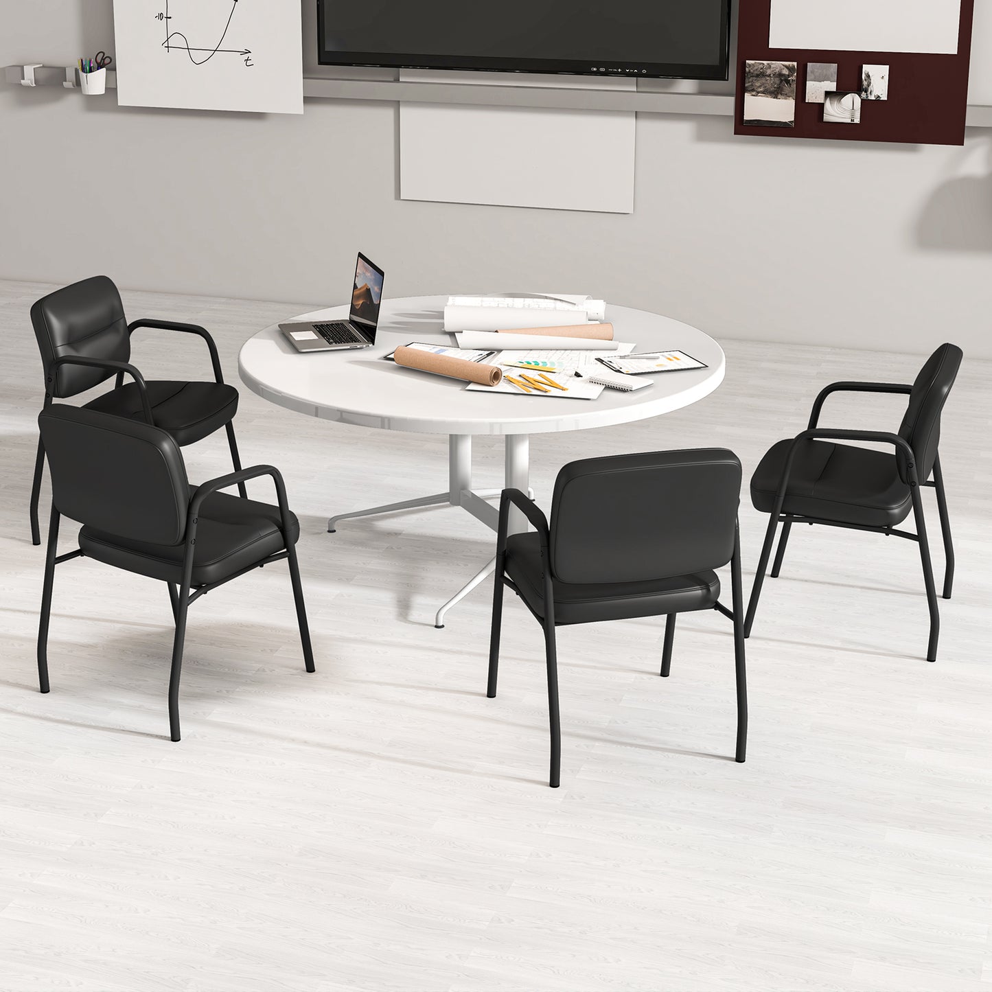 Conference Guest Chairs Set of 2 with Integrated Armrests