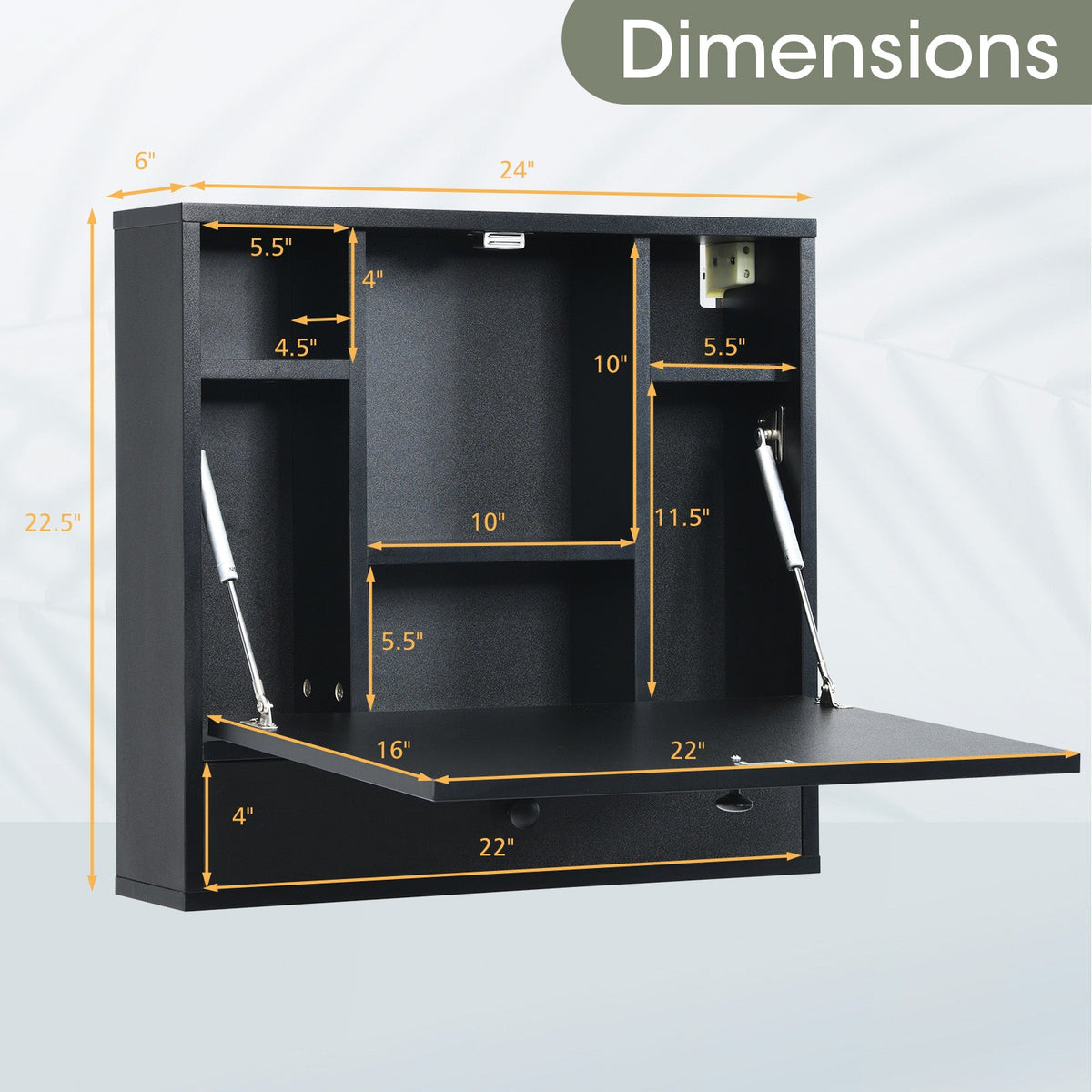 Wall-Mount Floating Desk Foldable Space Saving Laptop Workstation