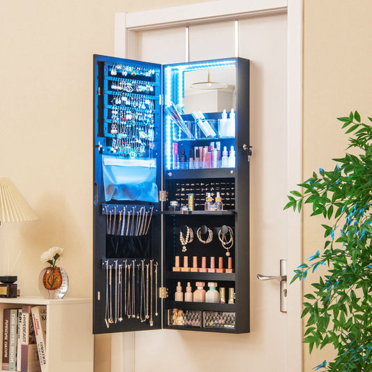Wall Mounted Jewelry Cabinet with Full-Length Mirror