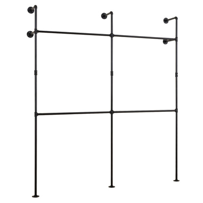 Wall Mounted Pipe Clothing Rack with 4 Hanging Rods