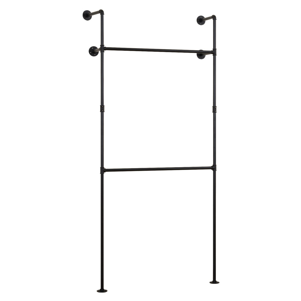 Wall Mounted Pipe Clothing Rack with 2 Hanging Rods