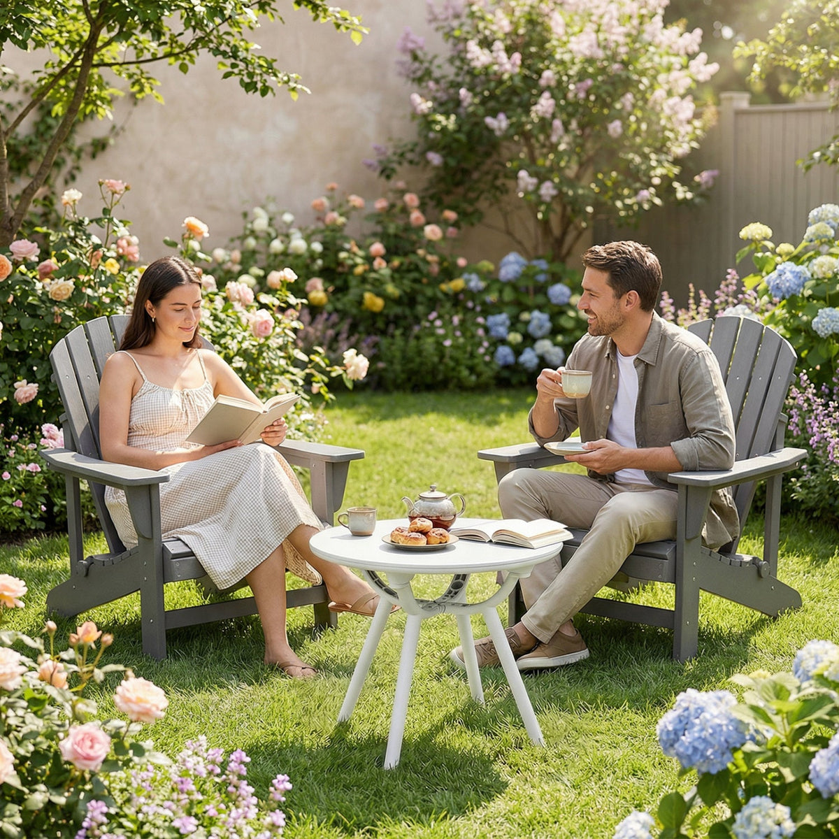 Weather-Resistant Circular Small End Table for Poolside and Balcony