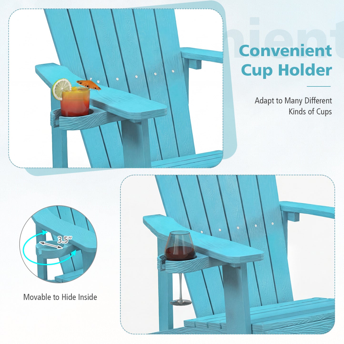 Adirondack Chair with Cup Holder - Weather Resistant HIPS