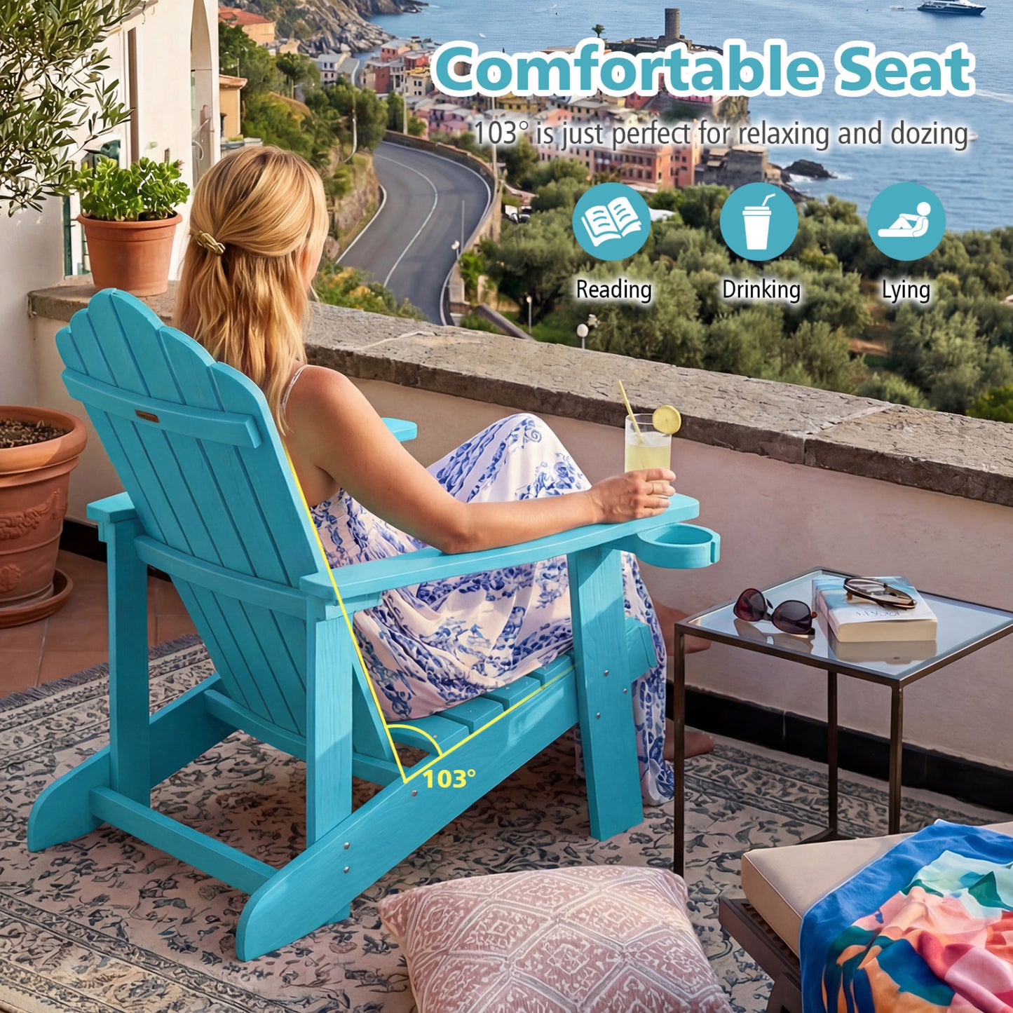Adirondack Chair with Cup Holder - Weather Resistant HIPS