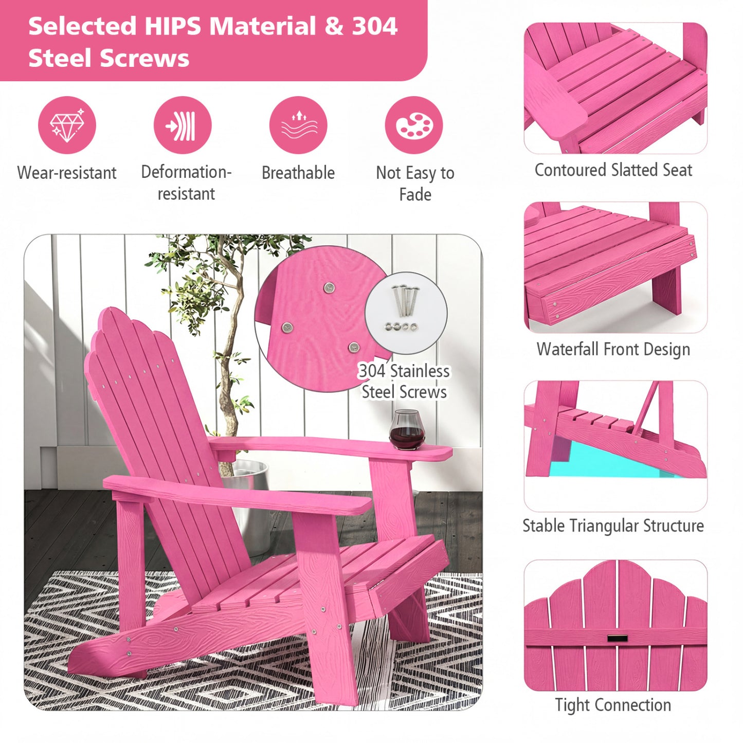 Adirondack Chair with Cup Holder - Weather Resistant HIPS