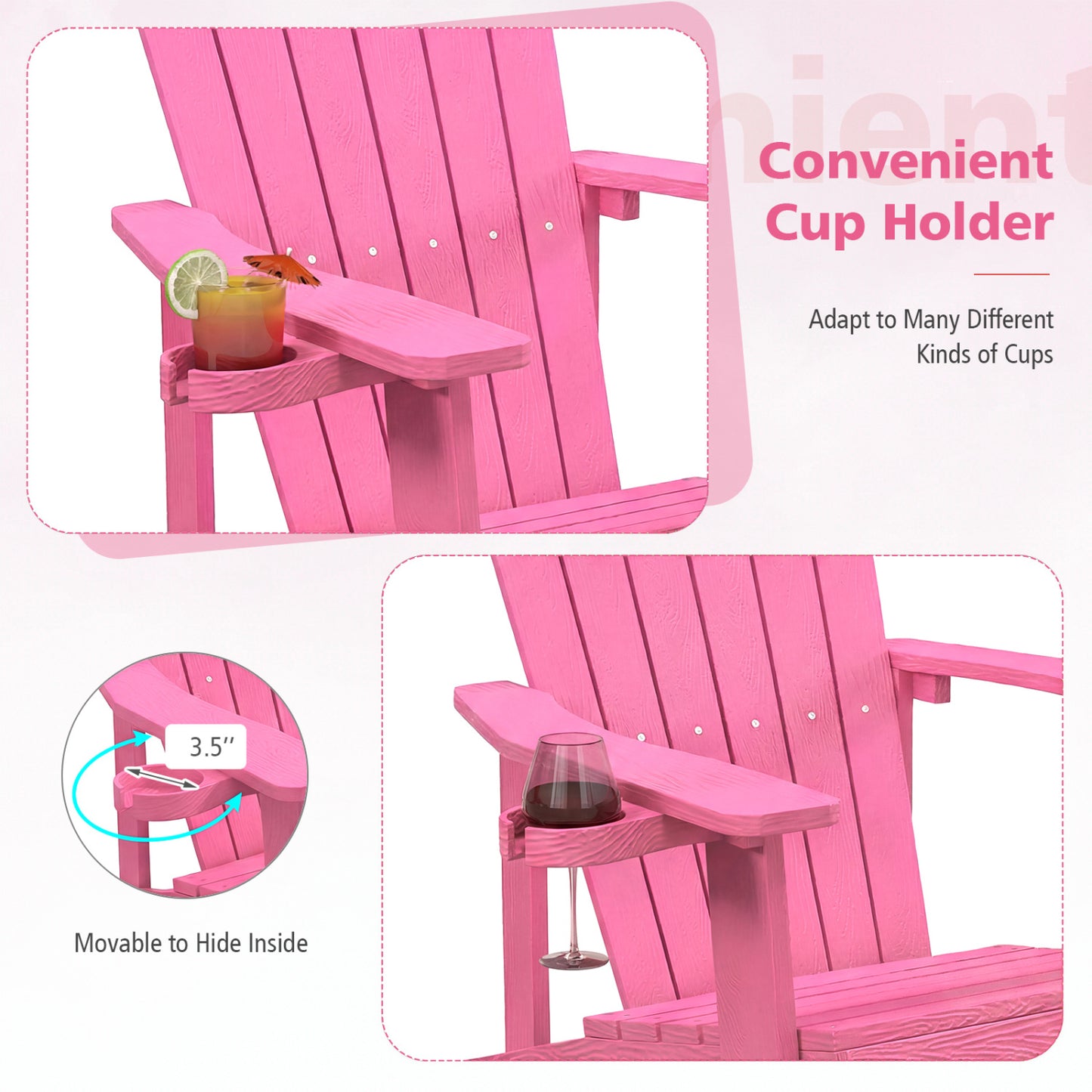 Adirondack Chair with Cup Holder - Weather Resistant HIPS