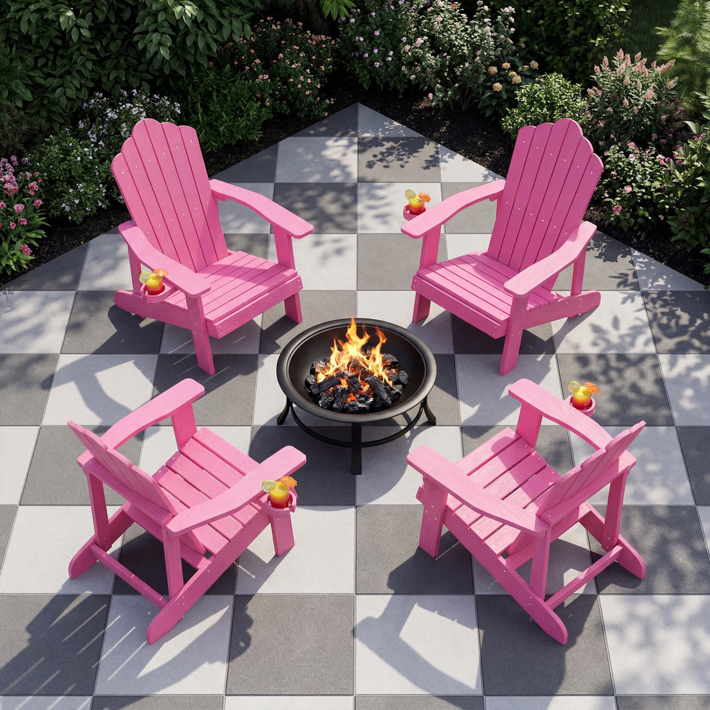 Adirondack Chair with Cup Holder - Weather Resistant HIPS