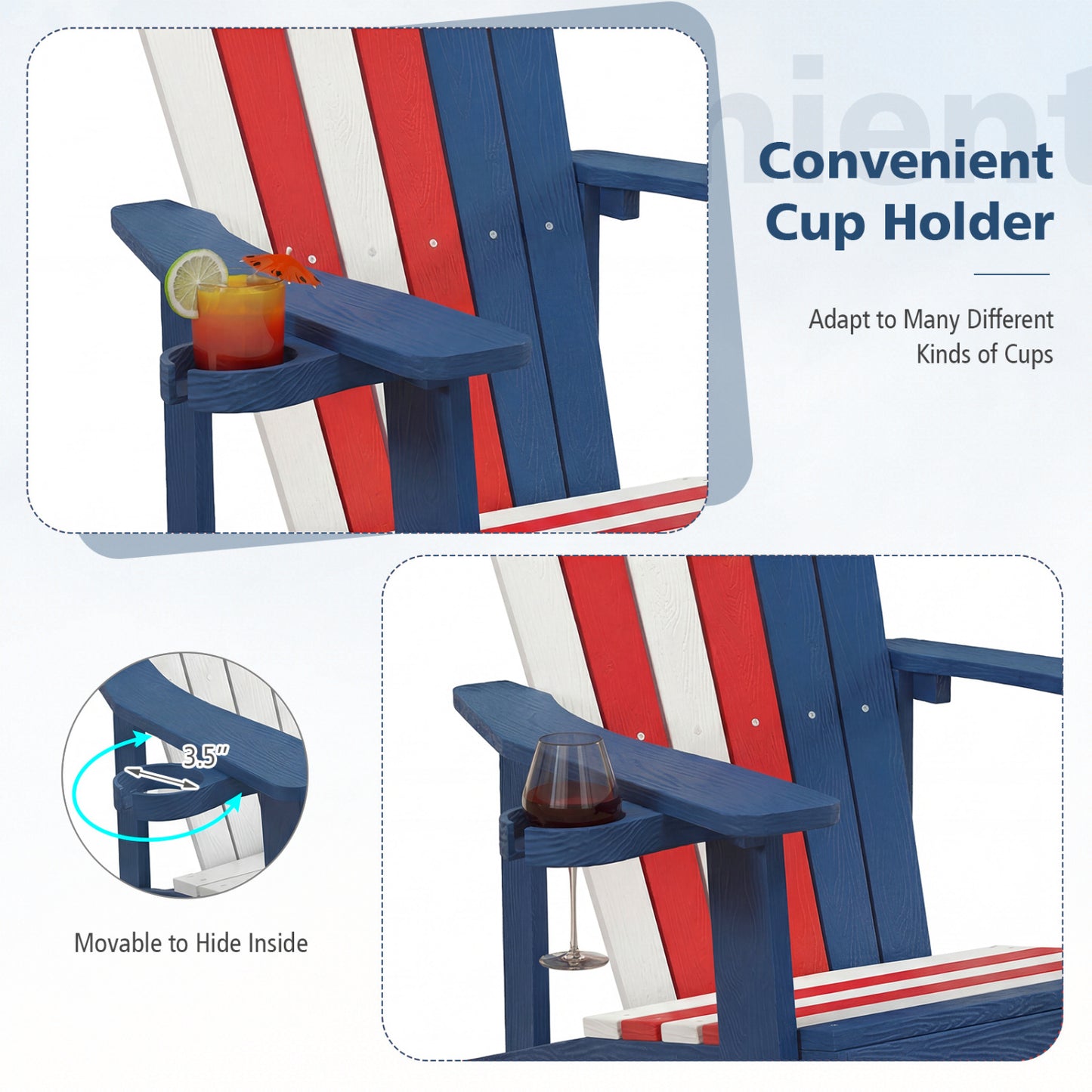 Adirondack Chair with Cup Holder - Weather Resistant HIPS