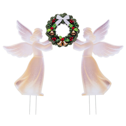 Christmas Angel Decoration Set with Wreath - Pink Gradient