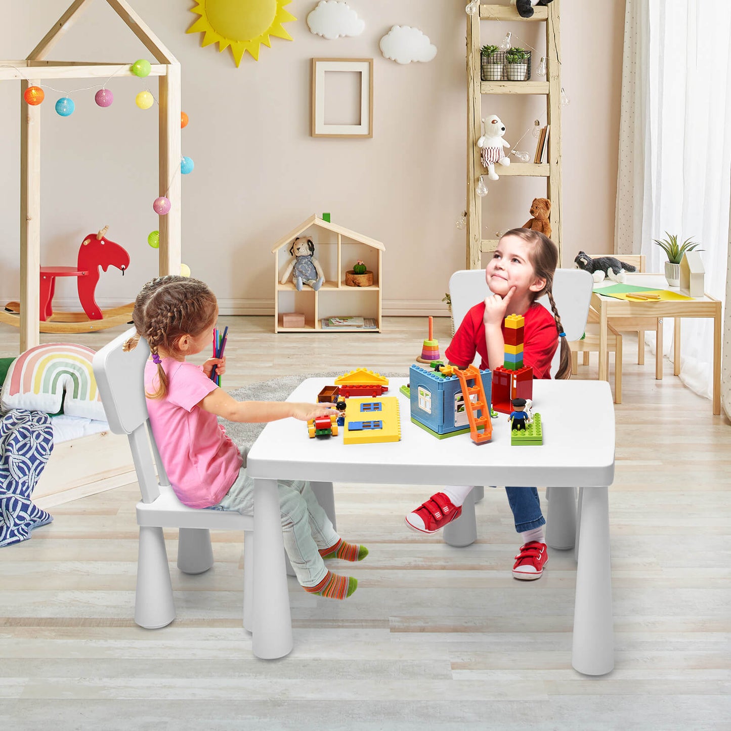 Kids Table and Chair Set - 3 Piece Multi Activity Play Set
