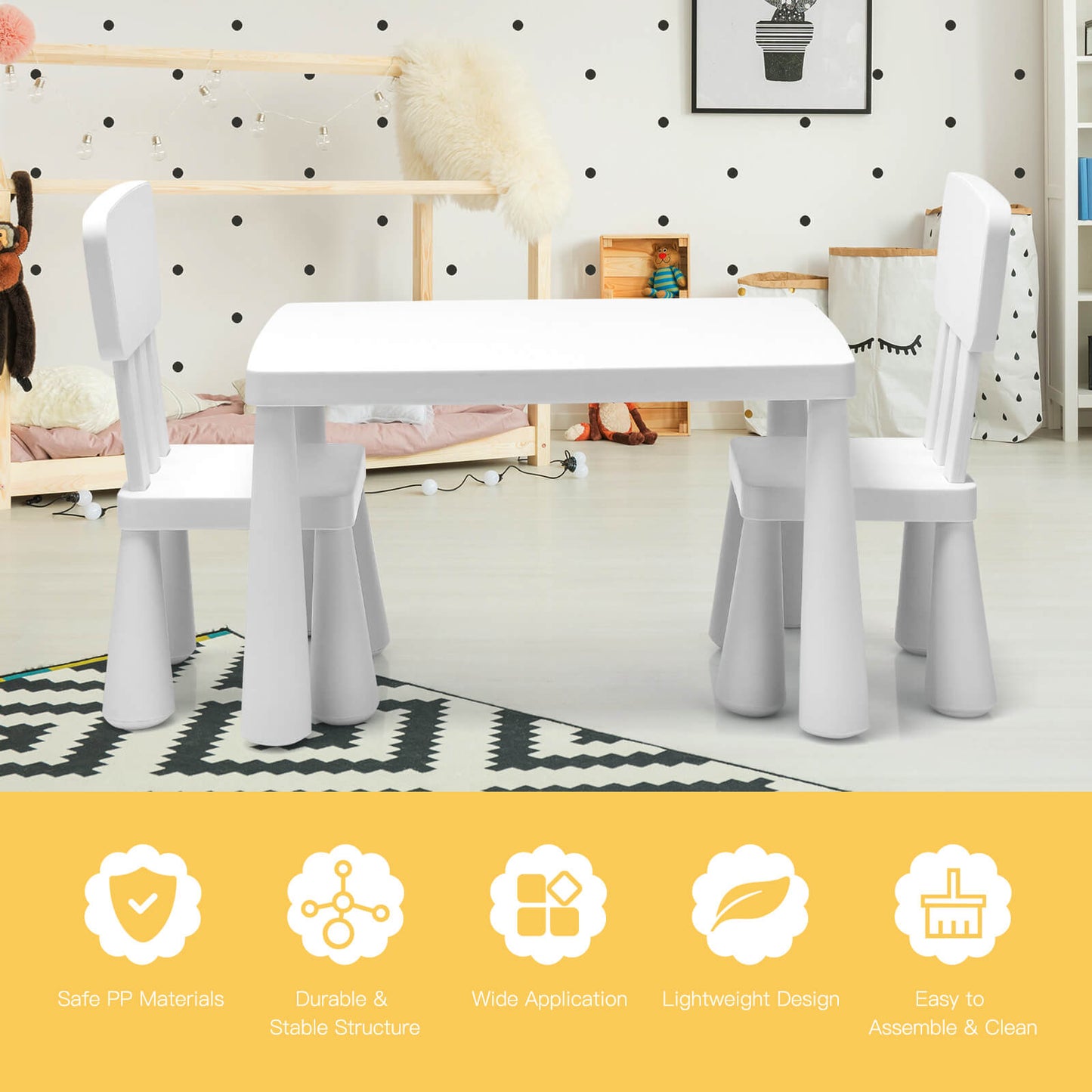 Kids Table and Chair Set - 3 Piece Multi Activity Play Set