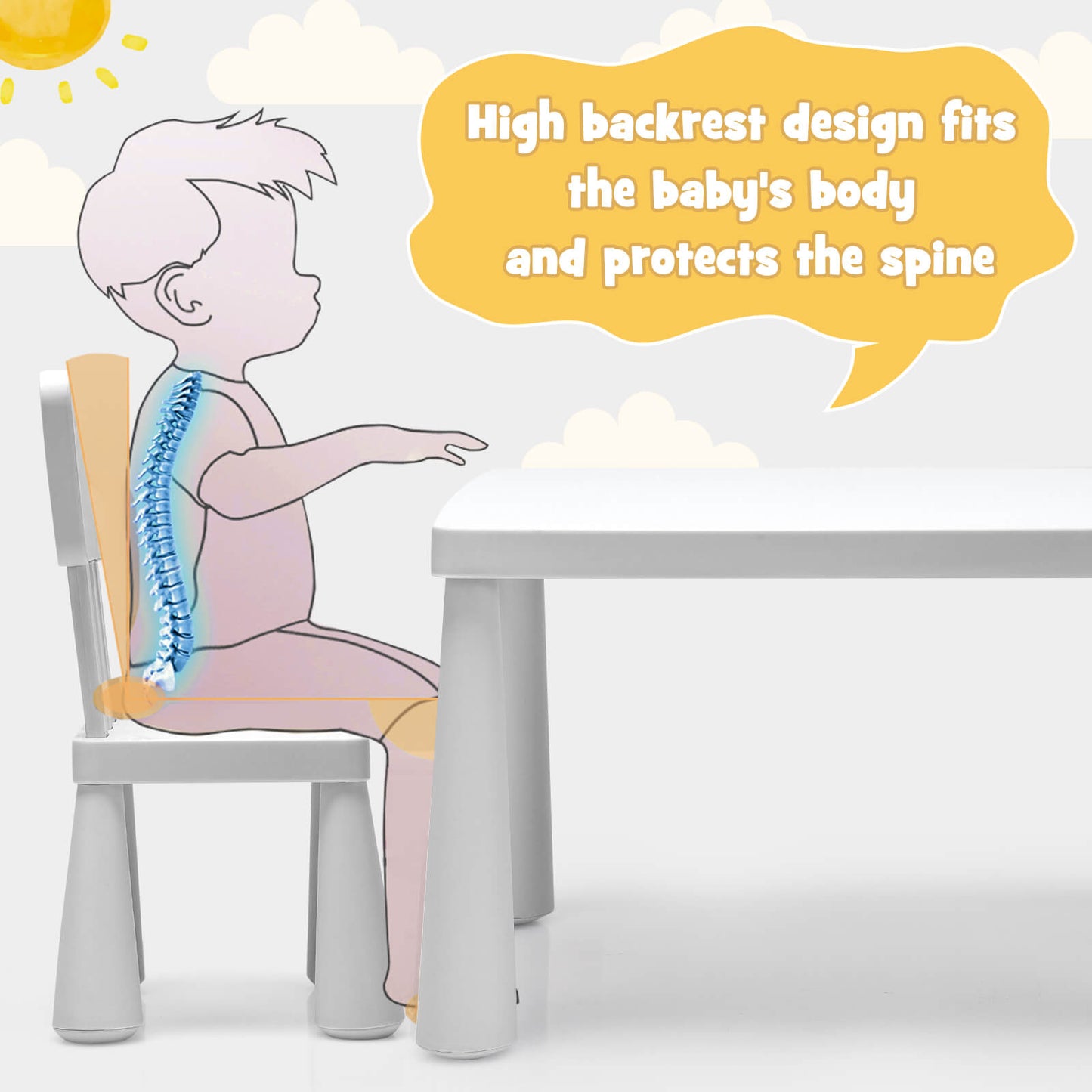 Kids Table and Chair Set - 3 Piece Multi Activity Play Set