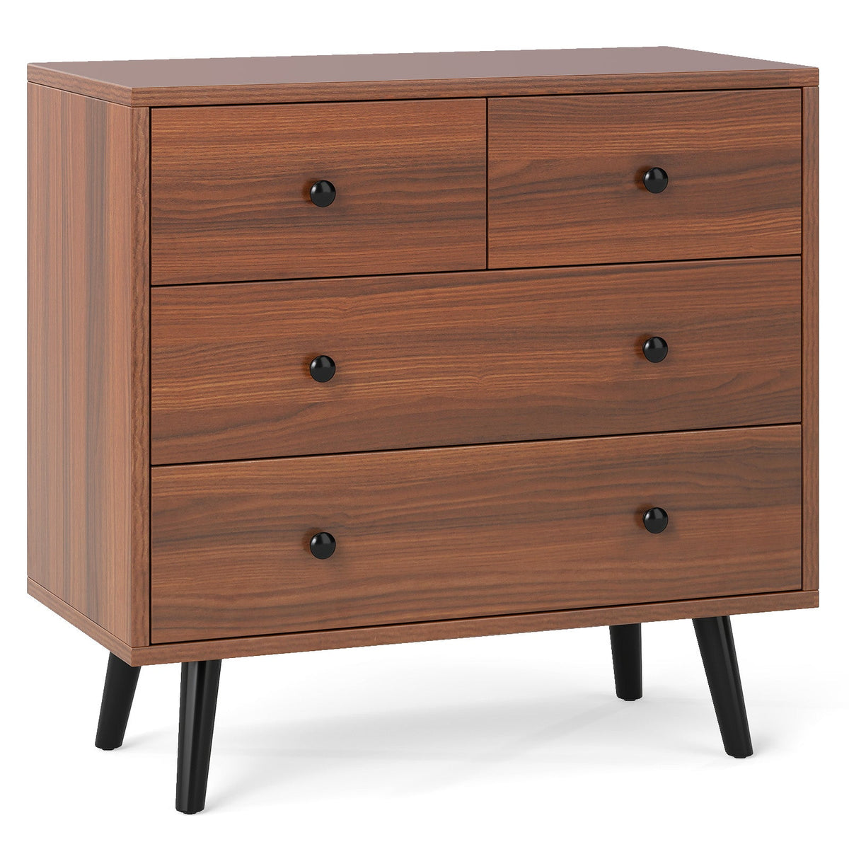 Wide Wooden Dresser with 4 Drawers for Bedroom Living Room