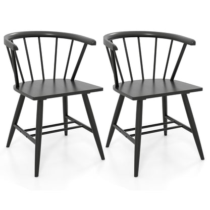 Windsor Dining Chairs Set of 2 - Black Rubberwood