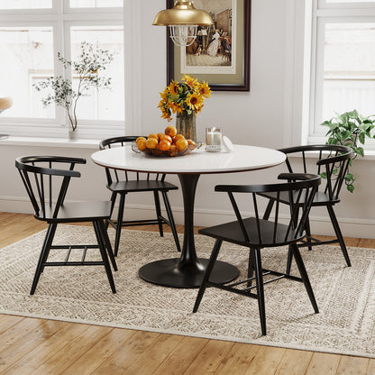 Windsor Dining Chairs Set of 4 - Black Rubber Wood