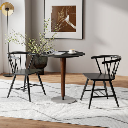 Windsor Dining Chairs Set of 4 - Black Rubber Wood
