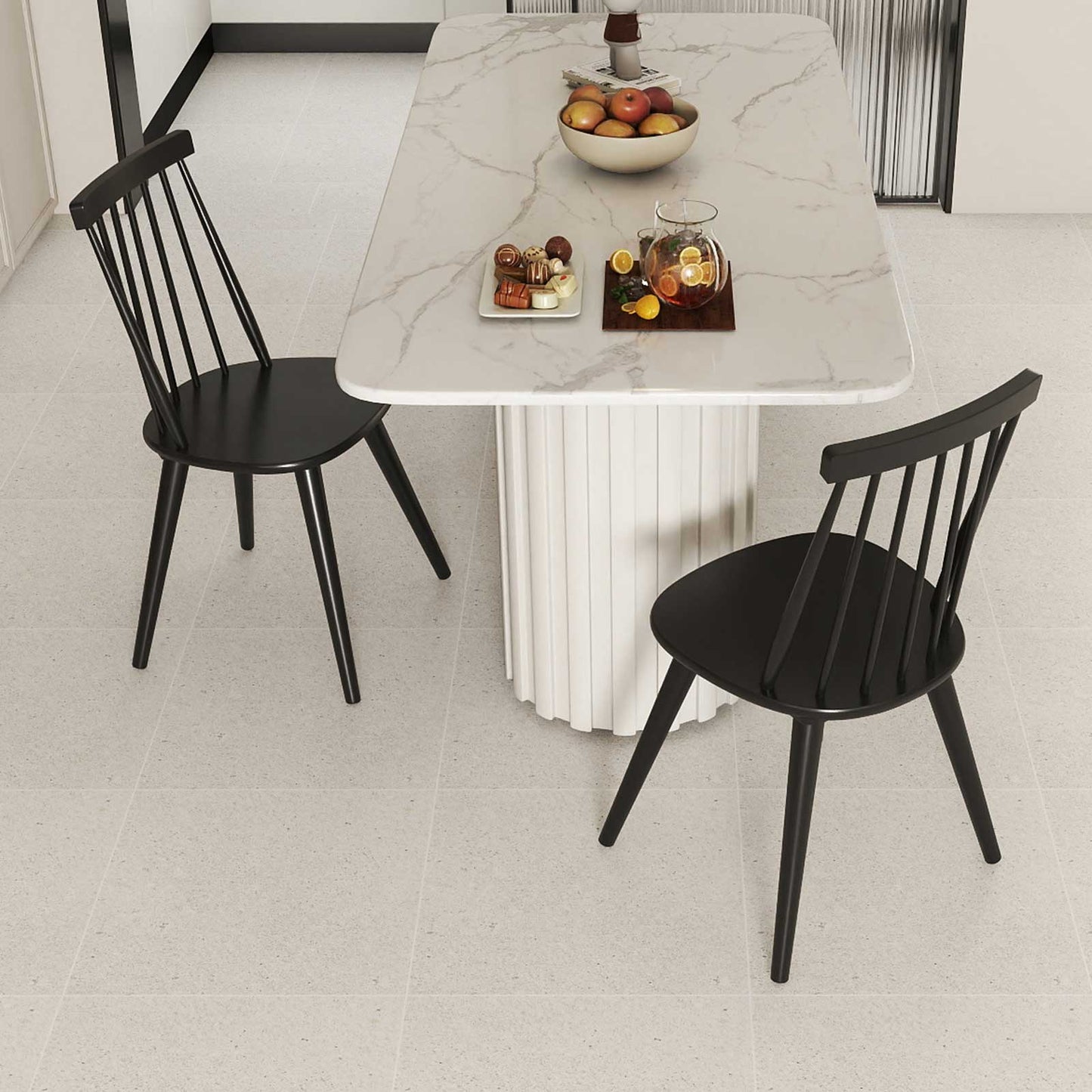 Windsor Dining Chairs Set of 2 with Rubber Wood Frame