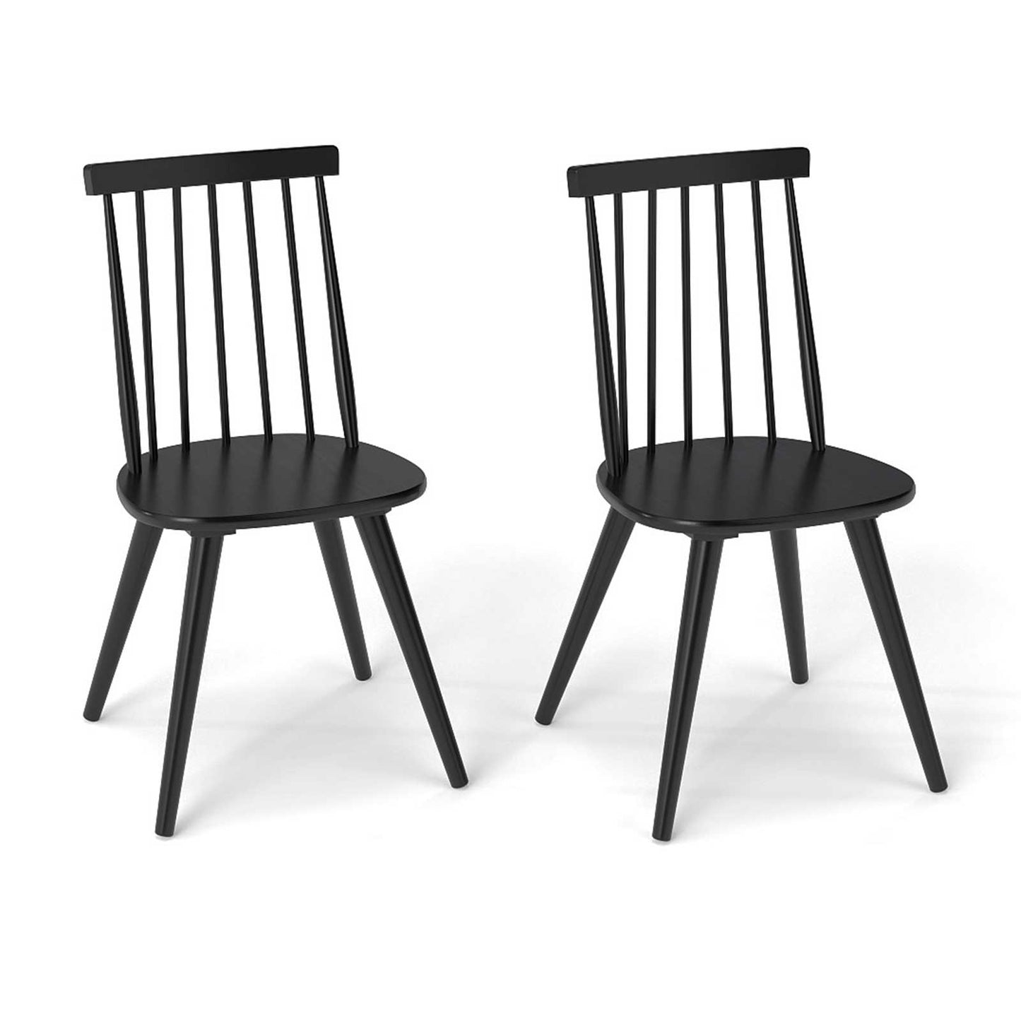 Windsor Dining Chairs Set of 2 with Rubber Wood Frame